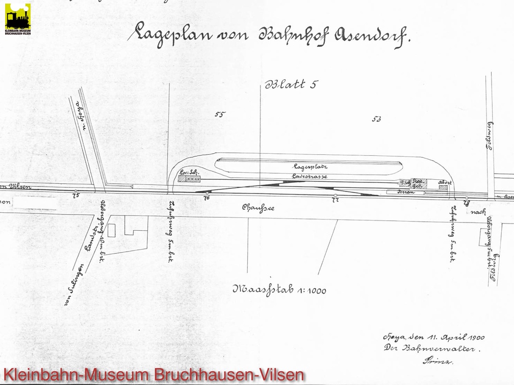 Lageplan Bf Asendorf 1900