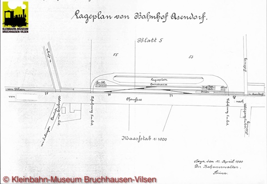 Lageplan Bf Asendorf 1900